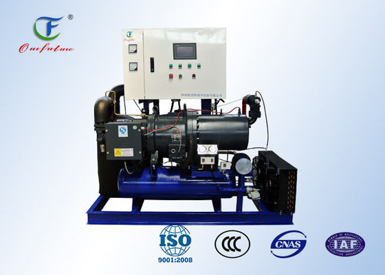 Unit kompresor sekrup dengan kontrol PLC dan kompresor Bitzer CSH untuk toko dingin R407C 2 ℃